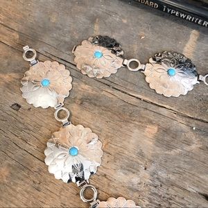 Silver Metal Boho Medallion Belt Statement Belt